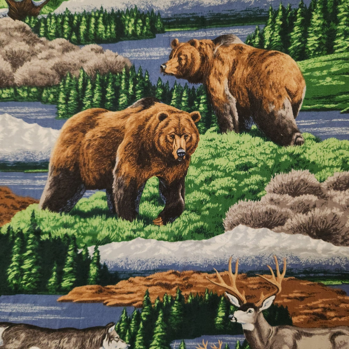 Vintage VIP Cranston Wildlife Cotton Fabric 1.5 Yards Mountain Print