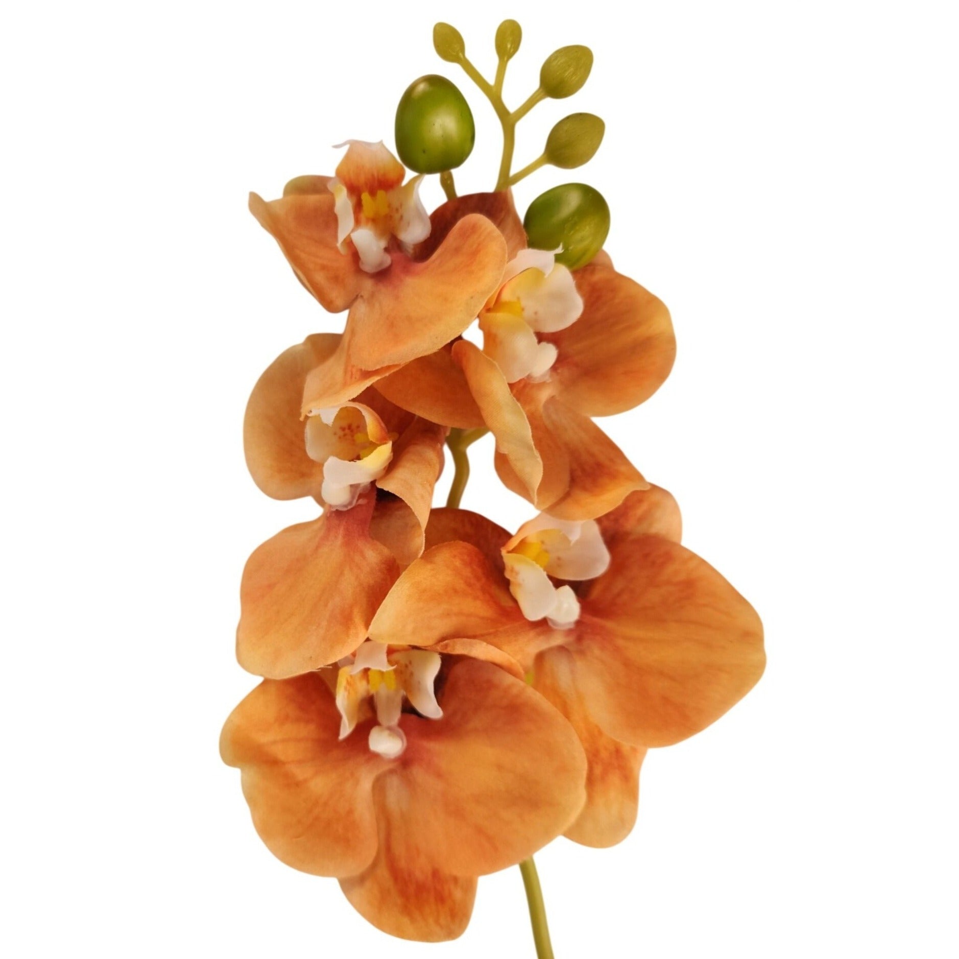 Artificial Orange Orchid Stem | Phalaenopsis Faux Flower | Realistic Silk Orchid | Wedding Floral Decor 18 Inch