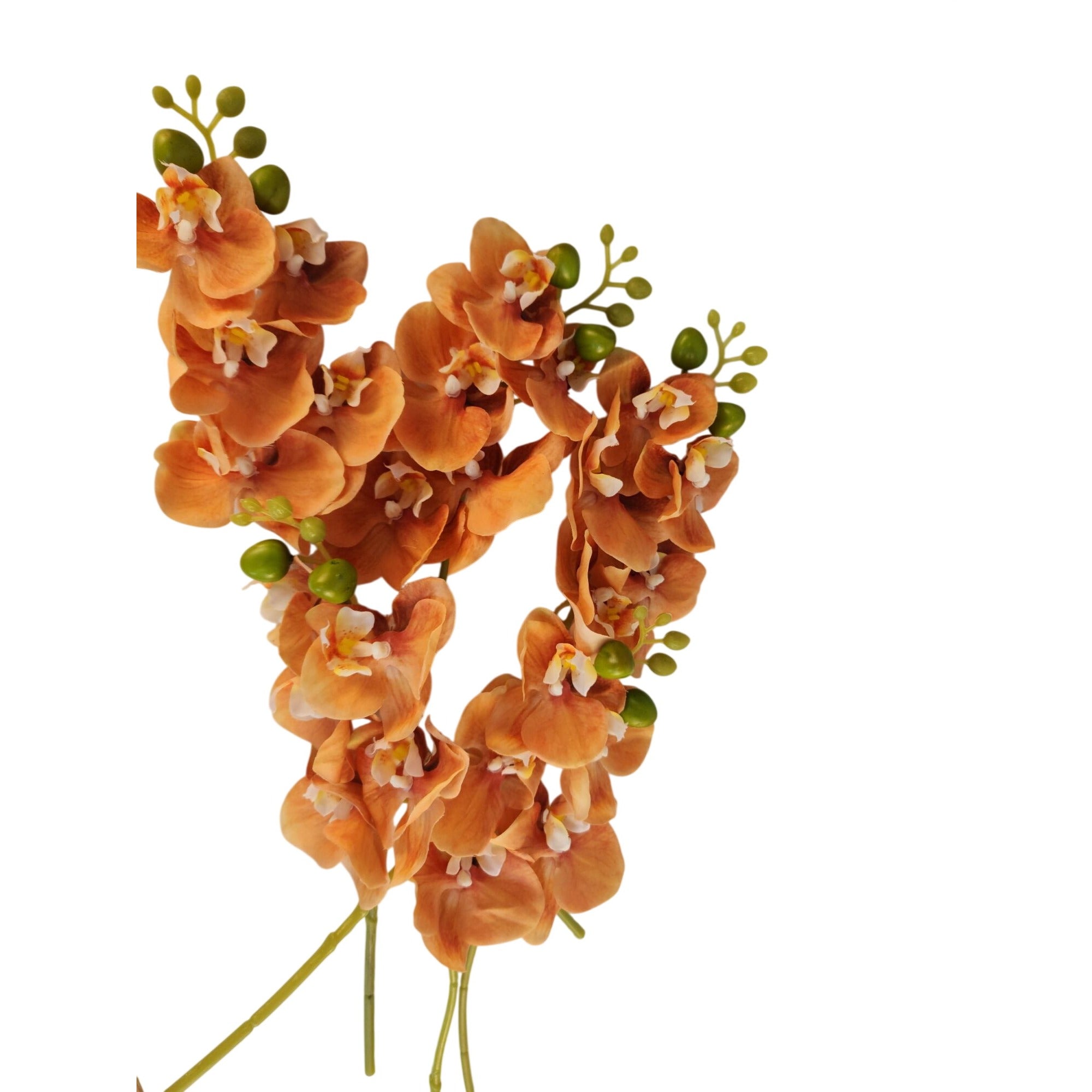 Artificial Orange Orchid Stem | Phalaenopsis Faux Flower | Realistic Silk Orchid | Wedding Floral Decor 18 Inch