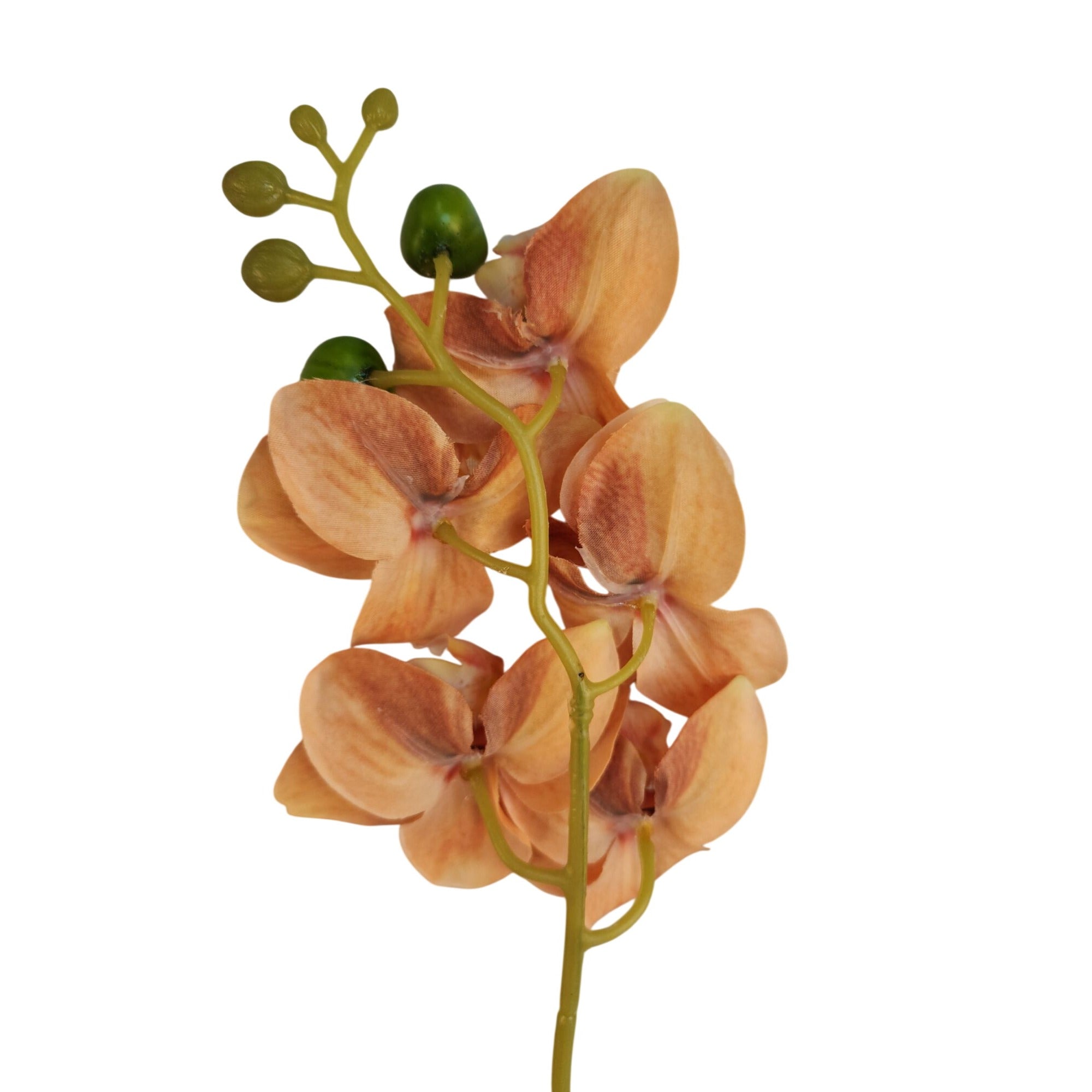 Artificial Orange Orchid Stem | Phalaenopsis Faux Flower | Realistic Silk Orchid | Wedding Floral Decor 18 Inch