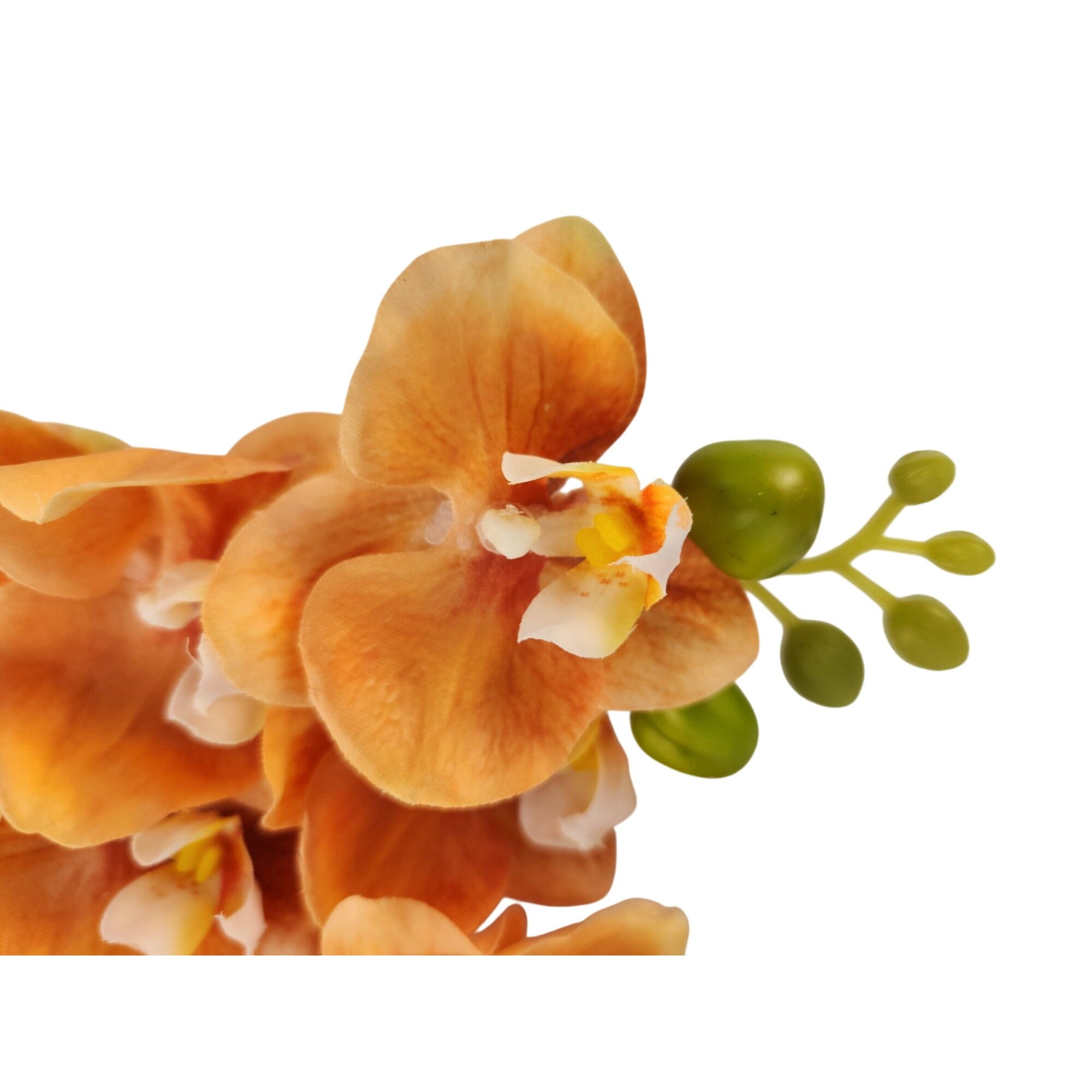 Artificial Orange Orchid Stem | Phalaenopsis Faux Flower | Realistic Silk Orchid | Wedding Floral Decor 18 Inch