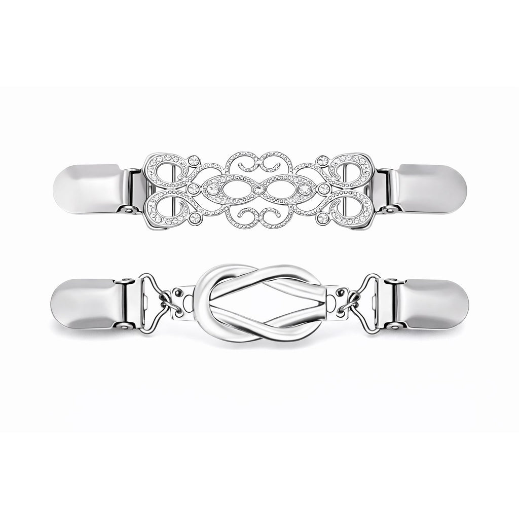 Silver Sweater Clip Set of 2, Cardigan Clip Shawl Clip Dress Cinch Collar Clasp Minimal Womens