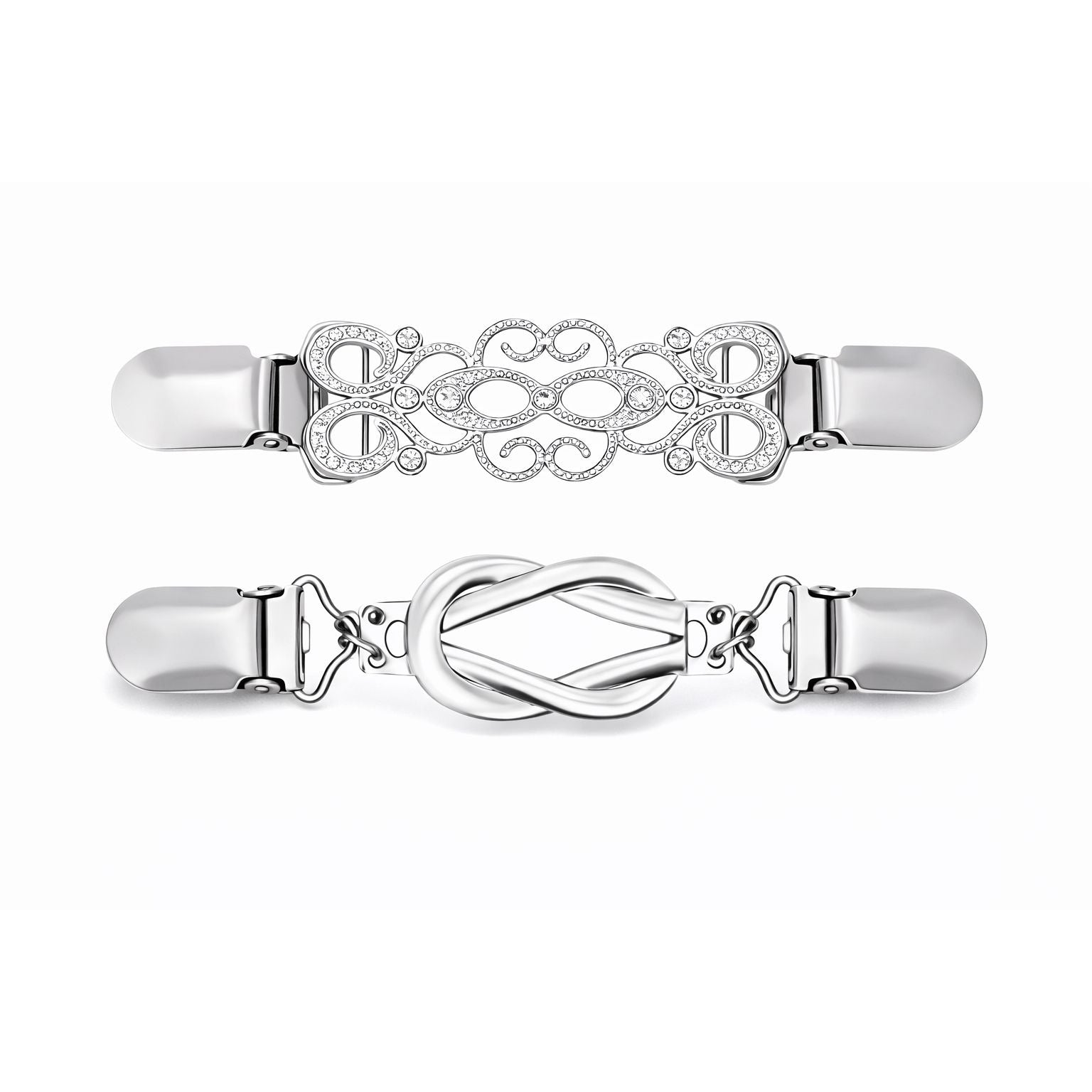 Silver Sweater Clip Set of 2, Cardigan Clip Shawl Clip Dress Cinch Collar Clasp Minimal Womens