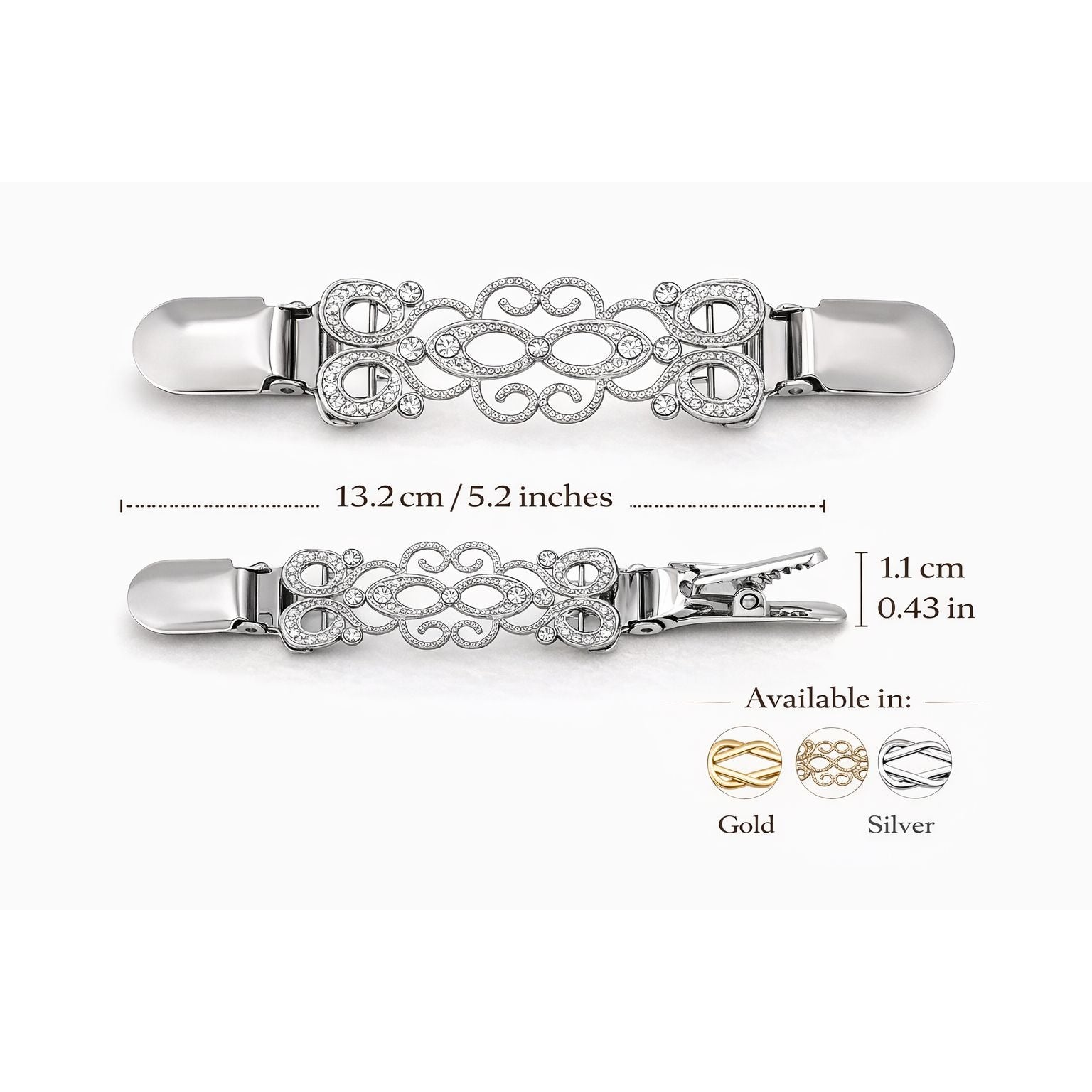 Silver Sweater Clip Set of 2, Cardigan Clip Shawl Clip Dress Cinch Collar Clasp Minimal Womens