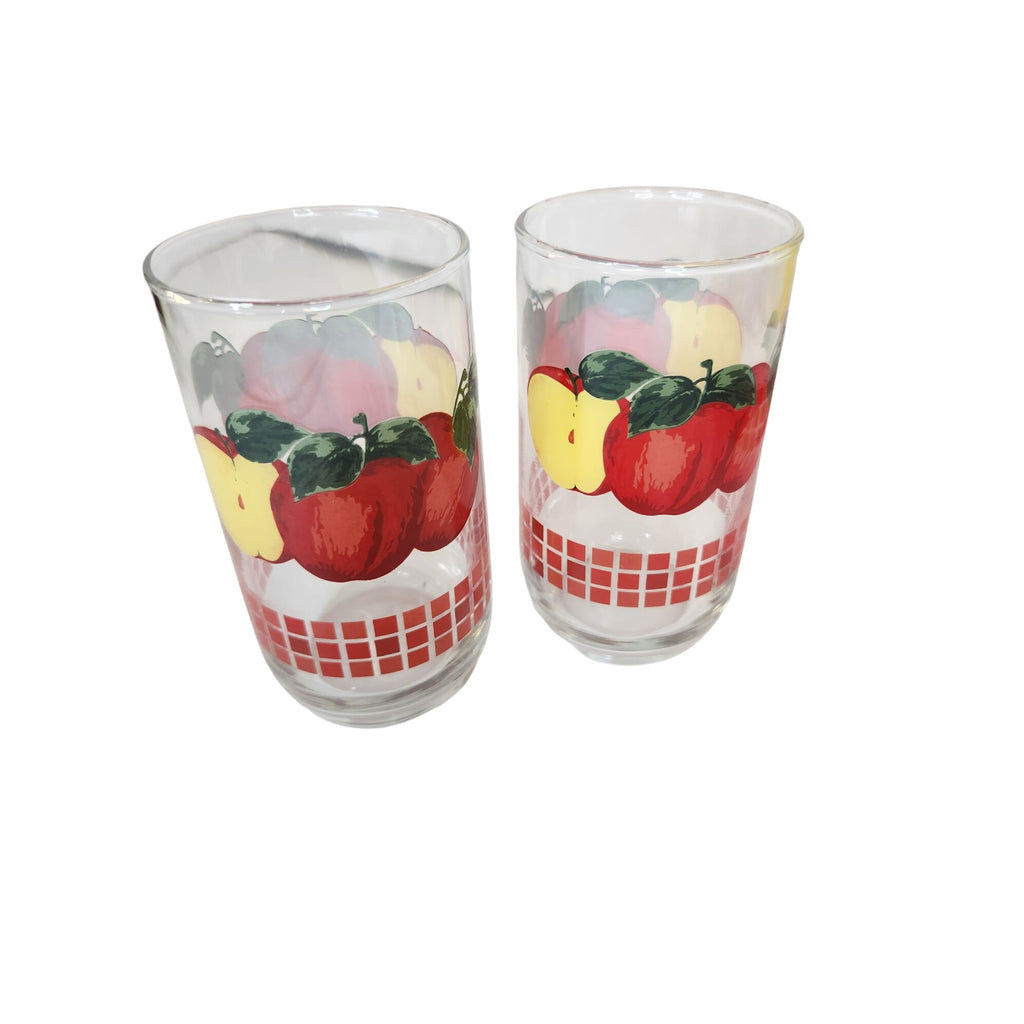 Vintage 1970s KIG Malaysia Apple Glass Pitcher Set with 4 Juice Glasses 48oz