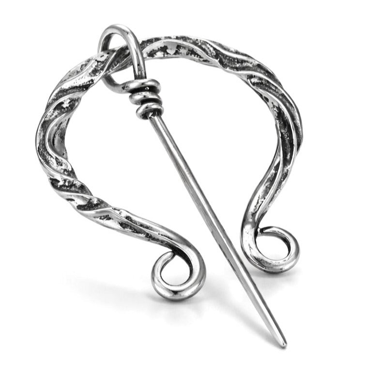 Silver Vine Brooch Pin for Women, Scarf Shawl Clip, Sweater Cape Cloak Fastener, Vintage Style Jewelry Accessory