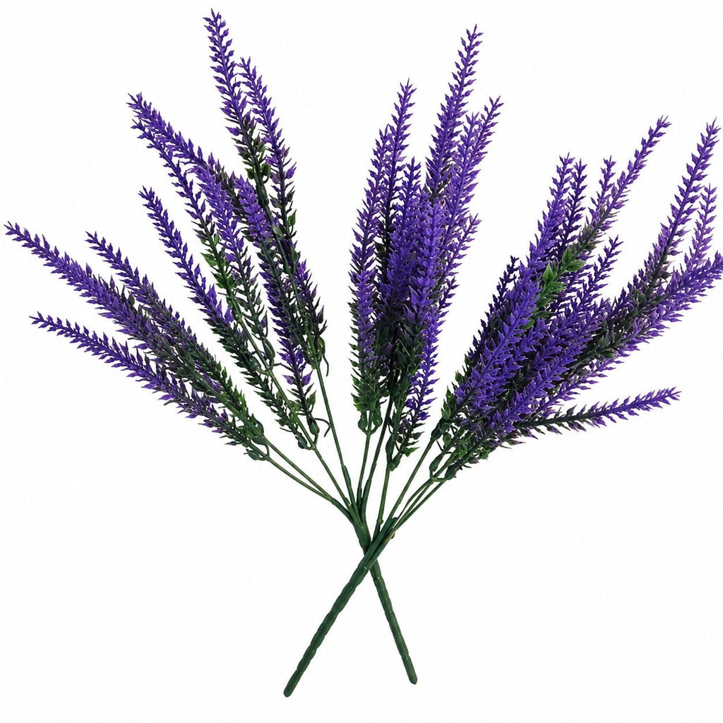 Purple Faux Lavender Stems Set of 2 | Artificial Salvia Flowers | Faux Greenery Picks | French Country Farmhouse Decor