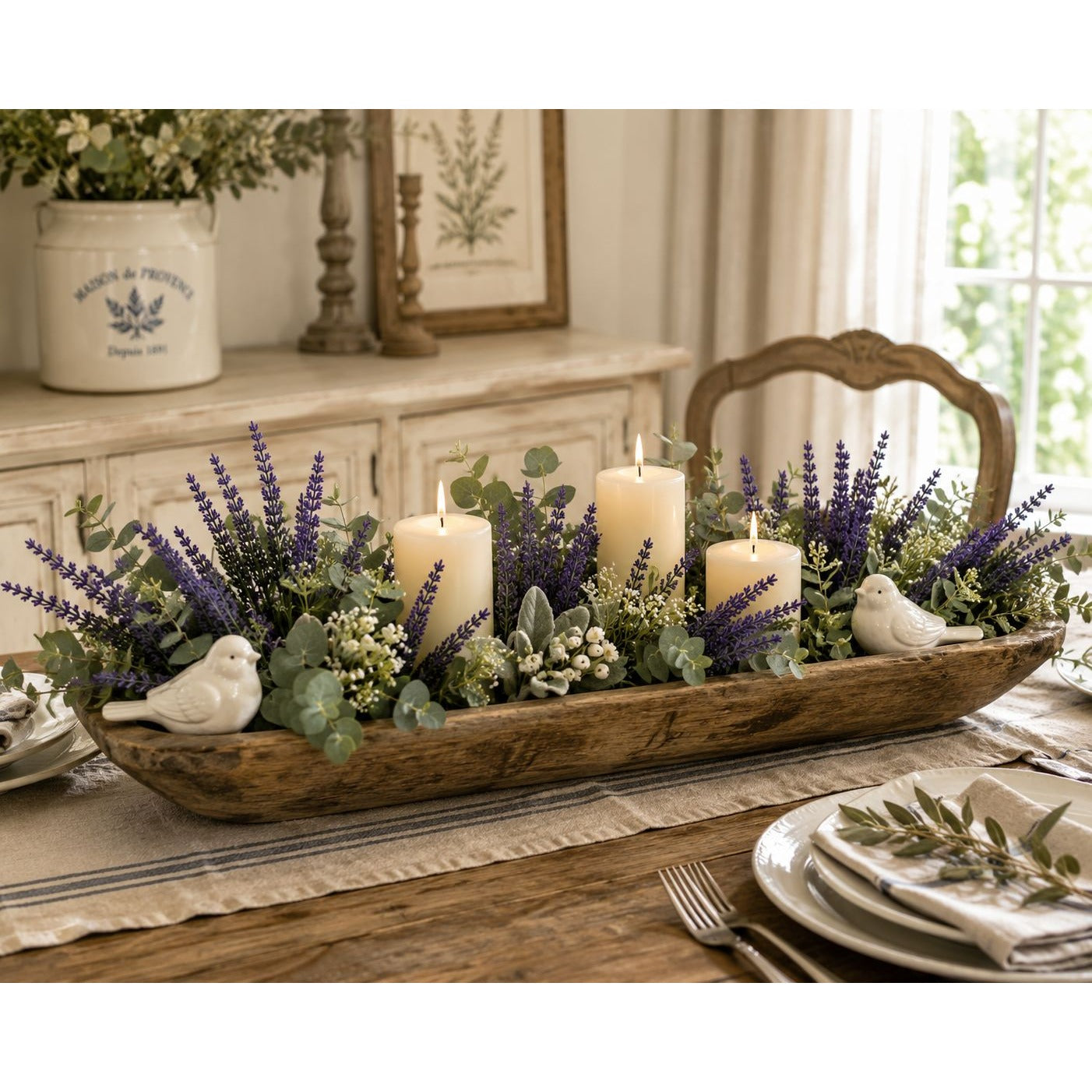 Purple Faux Lavender Stems Set of 2 | Artificial Salvia Flowers | Faux Greenery Picks | French Country Farmhouse Decor