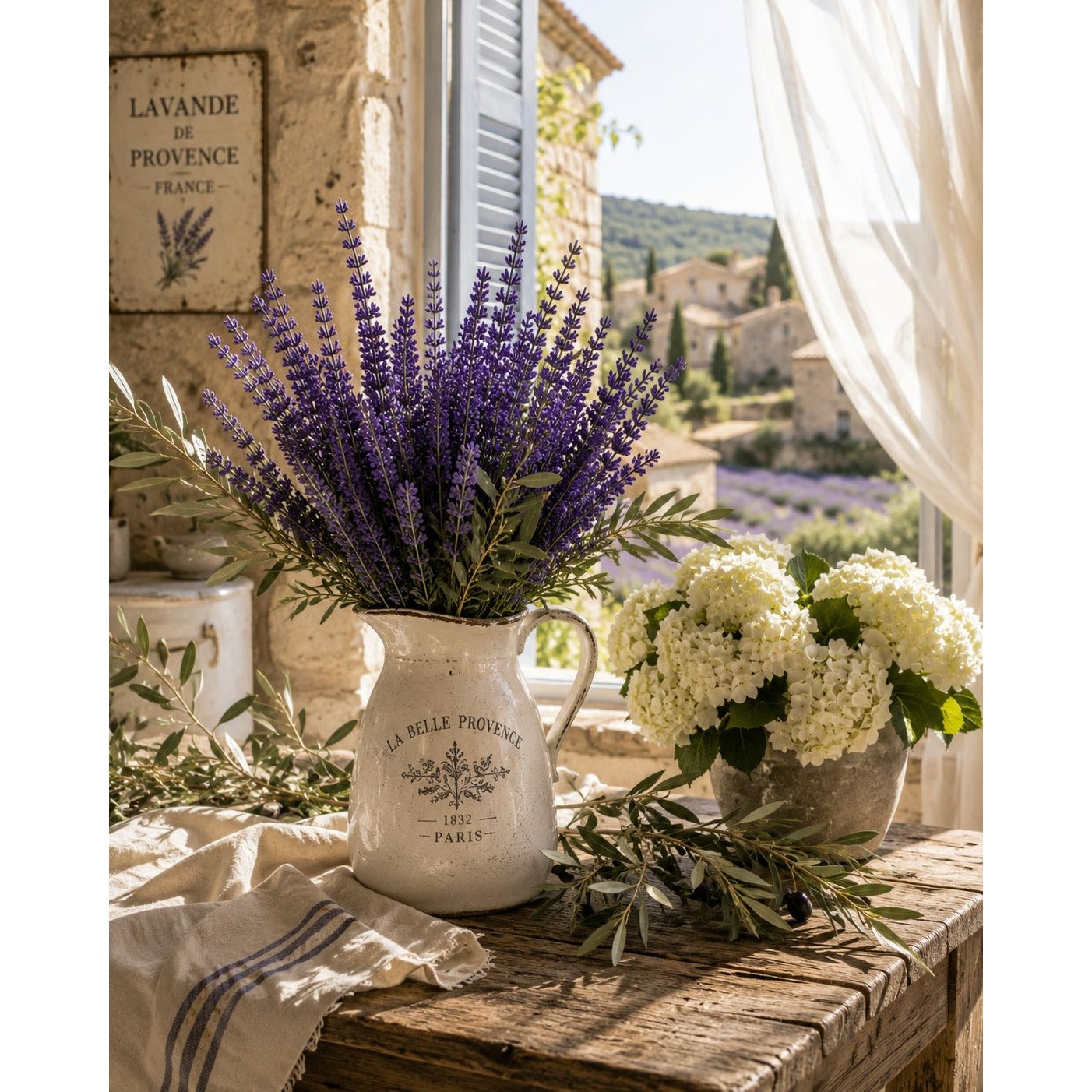 Purple Faux Lavender Stems Set of 2 | Artificial Salvia Flowers | Faux Greenery Picks | French Country Farmhouse Decor