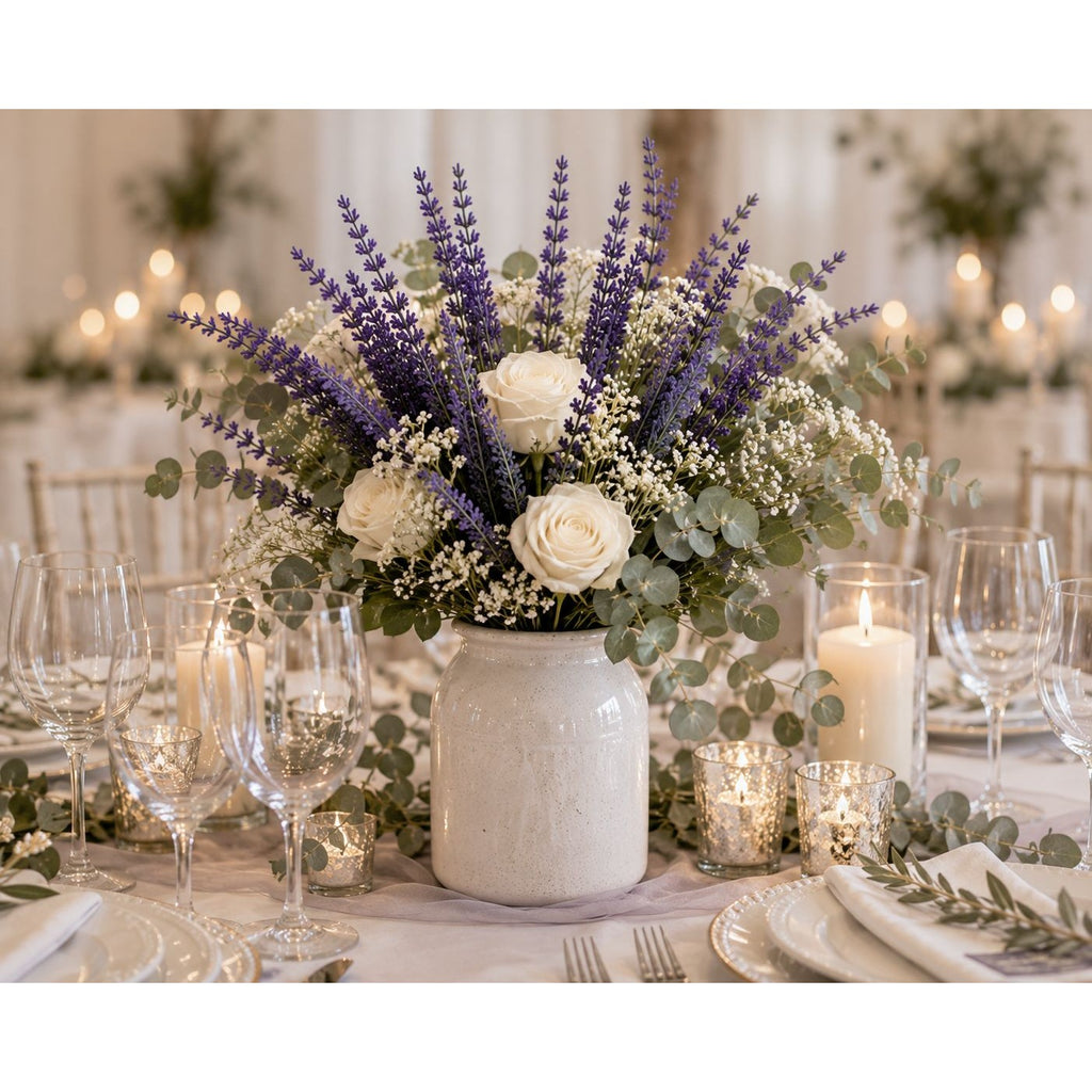 Purple Faux Lavender Stems Set of 2 | Artificial Salvia Flowers | Faux Greenery Picks | French Country Farmhouse Decor