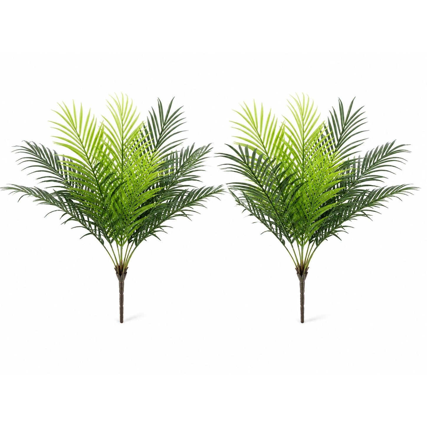 Artificial Palm Greenery Set of 2 | Mixed Green 19 Inch Wired Stem Tropical Foliage for Planters Home Decor