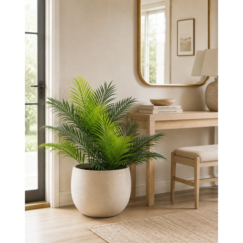 Artificial Palm Greenery Set of 2 | Mixed Green 19 Inch Wired Stem Tropical Foliage for Planters Home Decor
