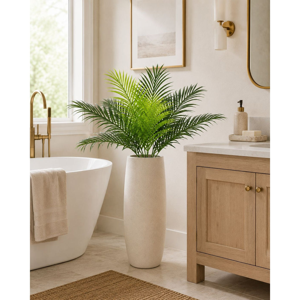 Artificial Palm Greenery Set of 2 | Mixed Green 19 Inch Wired Stem Tropical Foliage for Planters Home Decor