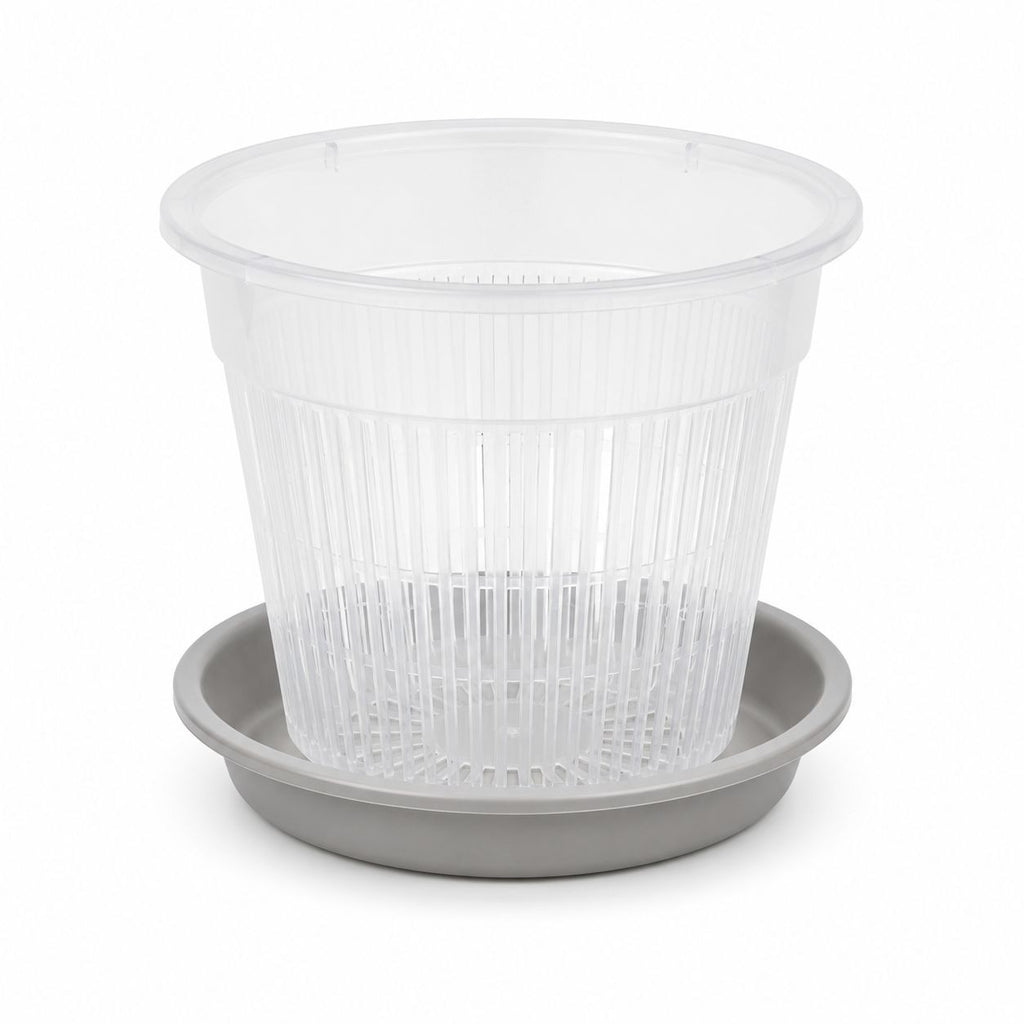 4.3 Inch Clear Orchid Pot with Saucer, Clear Nursery Pot, Slotted Orchid Planter, Transparent Plant Pot, Small Houseplant Pot Indoor Planter