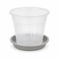 4.3 Inch Clear Orchid Pot with Saucer, Clear Nursery Pot, Slotted Orchid Planter, Transparent Plant Pot, Small Houseplant Pot Indoor Planter