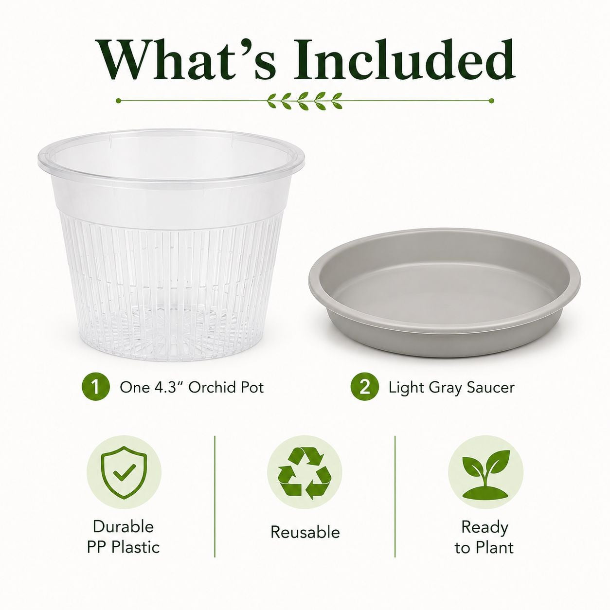 4.3 Inch Clear Orchid Pot with Saucer, Clear Nursery Pot, Slotted Orchid Planter, Transparent Plant Pot, Small Houseplant Pot Indoor Planter