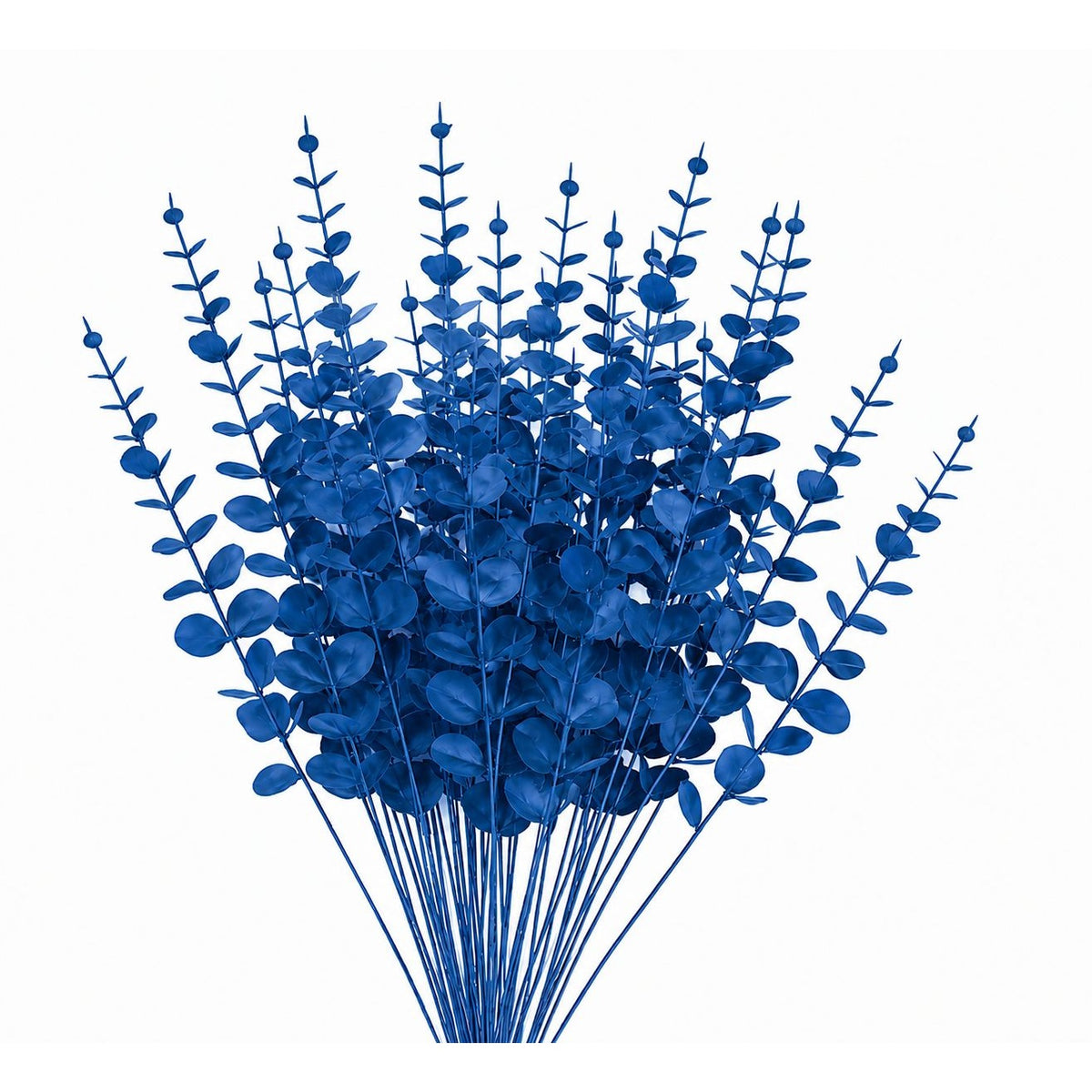 20 Sapphire Blue Artificial Eucalyptus Stems 15 Inch Wired Floral Greenery Wreath Supplies