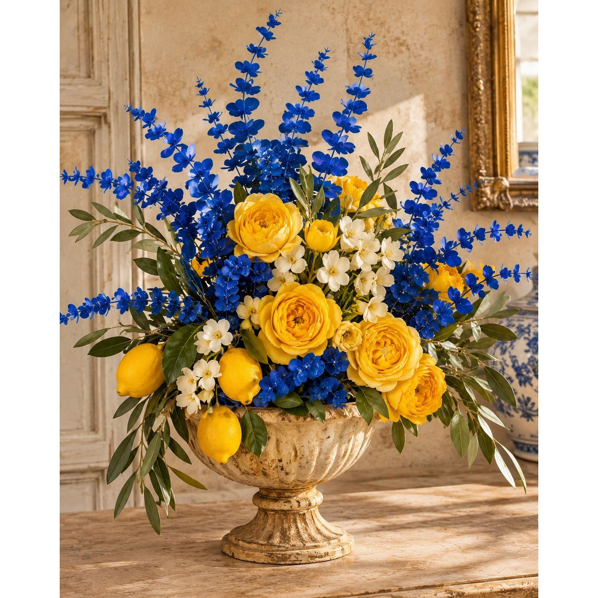 20 Sapphire Blue Artificial Eucalyptus Stems 15 Inch Wired Floral Greenery Wreath Supplies