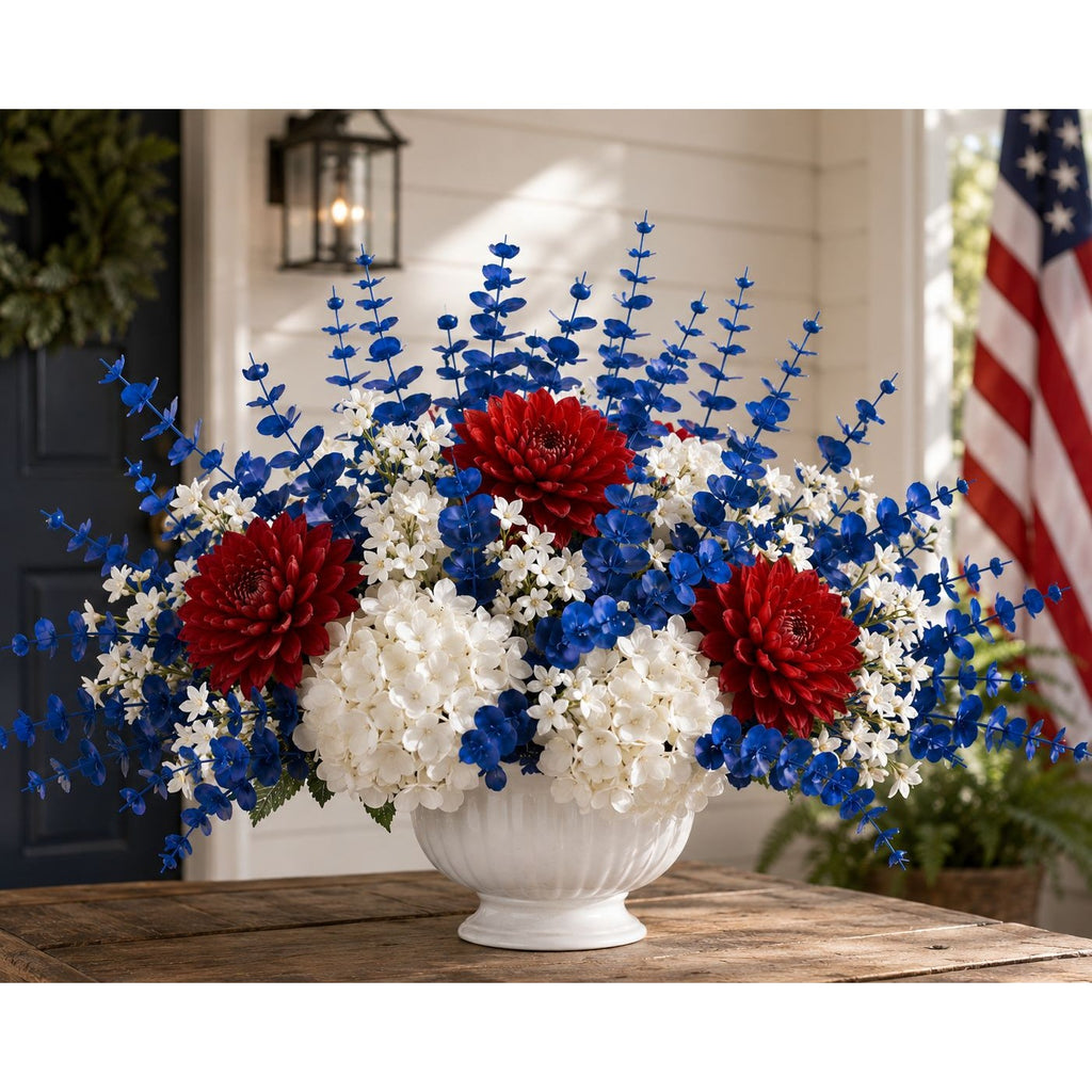 20 Sapphire Blue Artificial Eucalyptus Stems 15 Inch Wired Floral Greenery Wreath Supplies