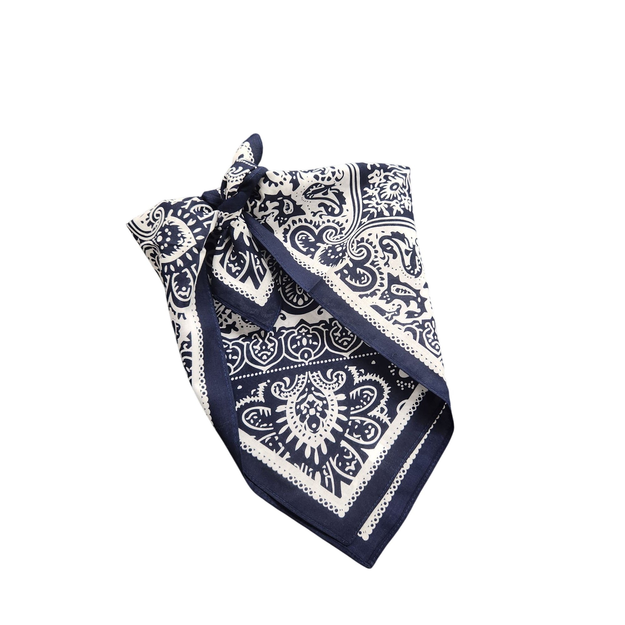 Cotton Bandanas Paisley Print Handkerchiefs 3-Pack Black/Gray/Navy 22" sq Unisex