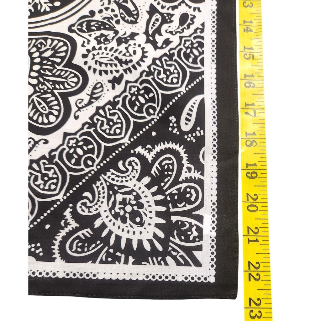 Cotton Bandanas Paisley Print Handkerchiefs 3-Pack Black/Gray/Navy 22" sq Unisex