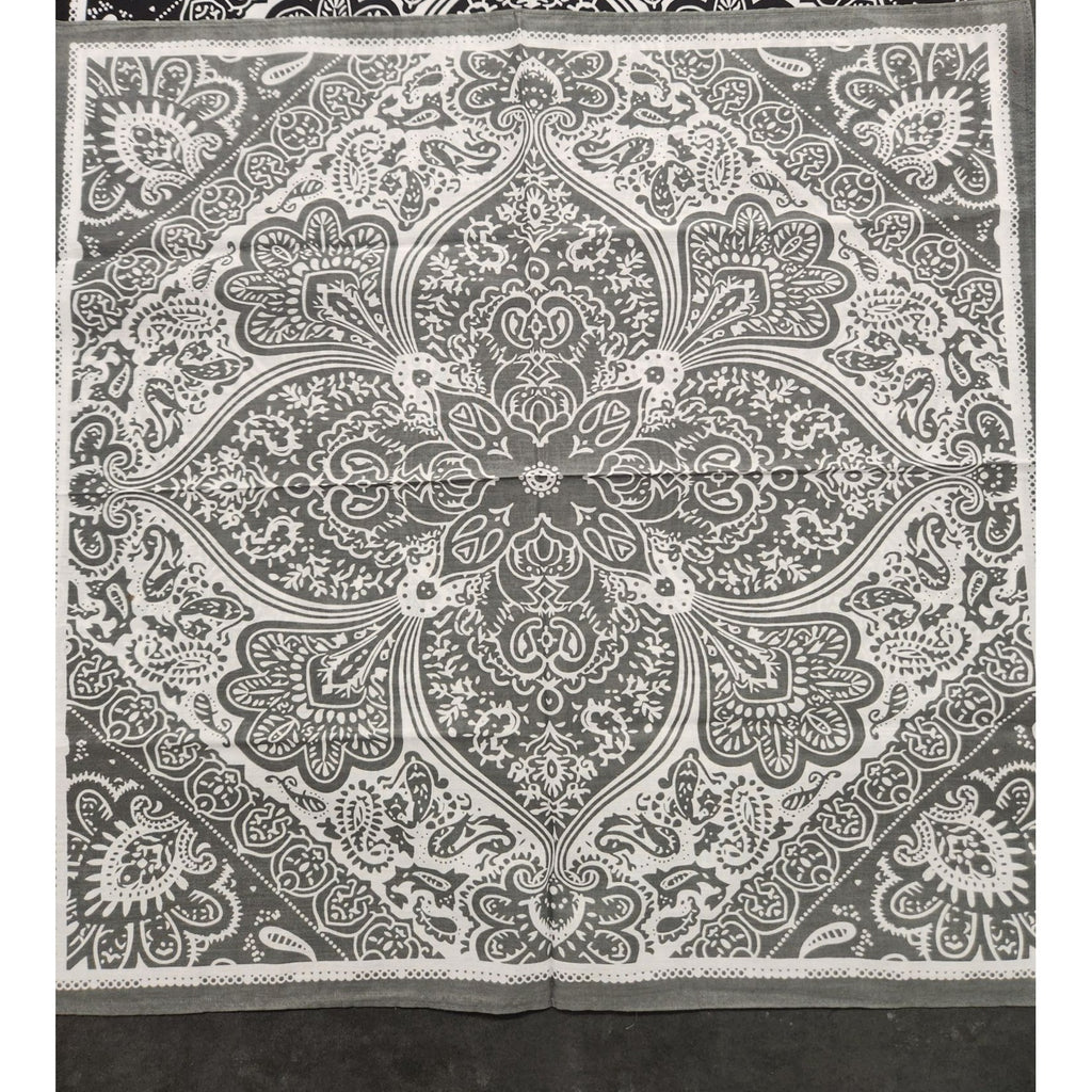 Cotton Bandanas Paisley Print Handkerchiefs 3-Pack Black/Gray/Navy 22" sq Unisex