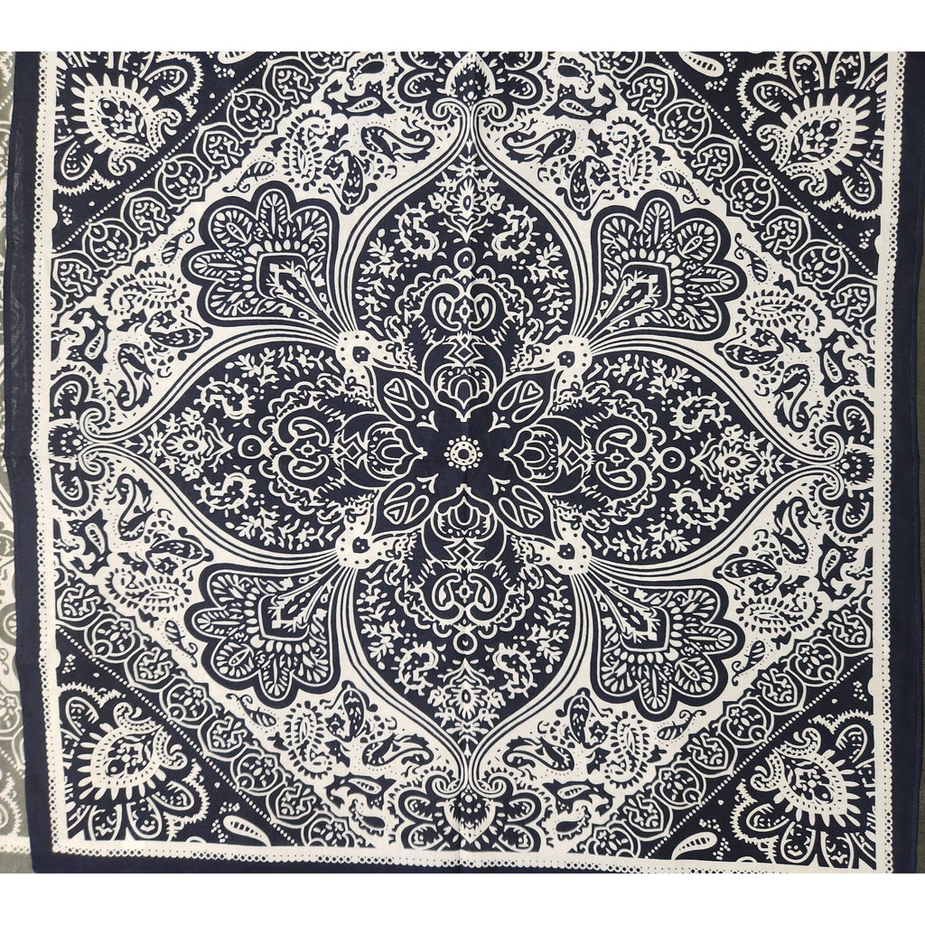 Cotton Bandanas Paisley Print Handkerchiefs 3-Pack Black/Gray/Navy 22" sq Unisex