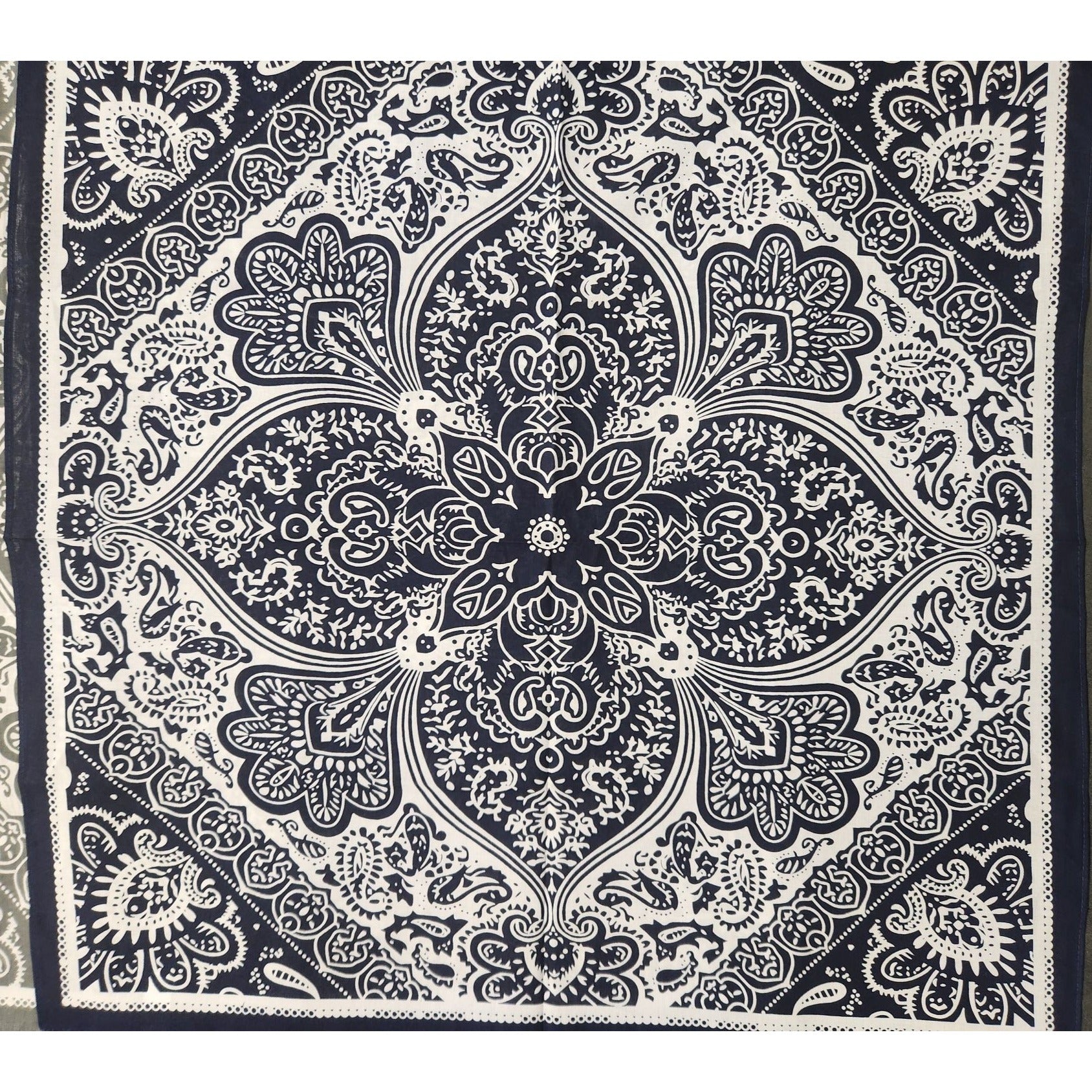 Cotton Bandanas Paisley Print Handkerchiefs 3-Pack Black/Gray/Navy 22" sq Unisex