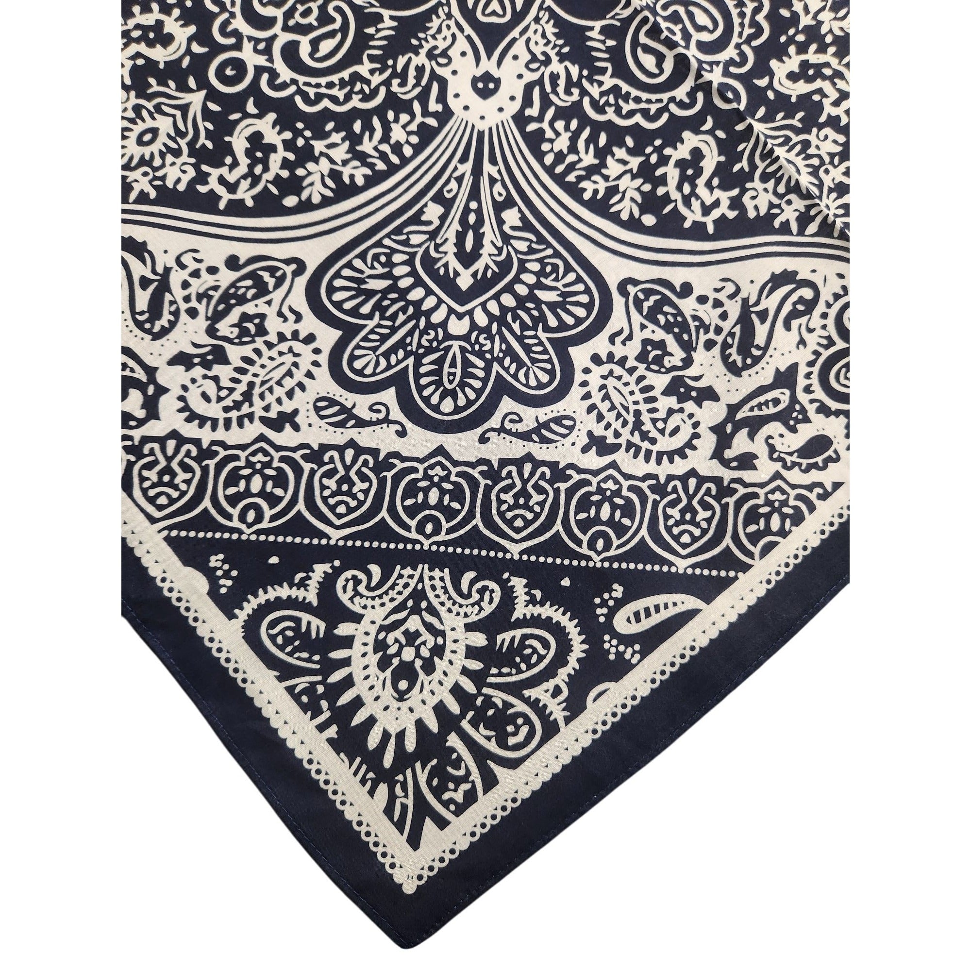 Cotton Bandanas Paisley Print Handkerchiefs 3-Pack Black/Gray/Navy 22" sq Unisex