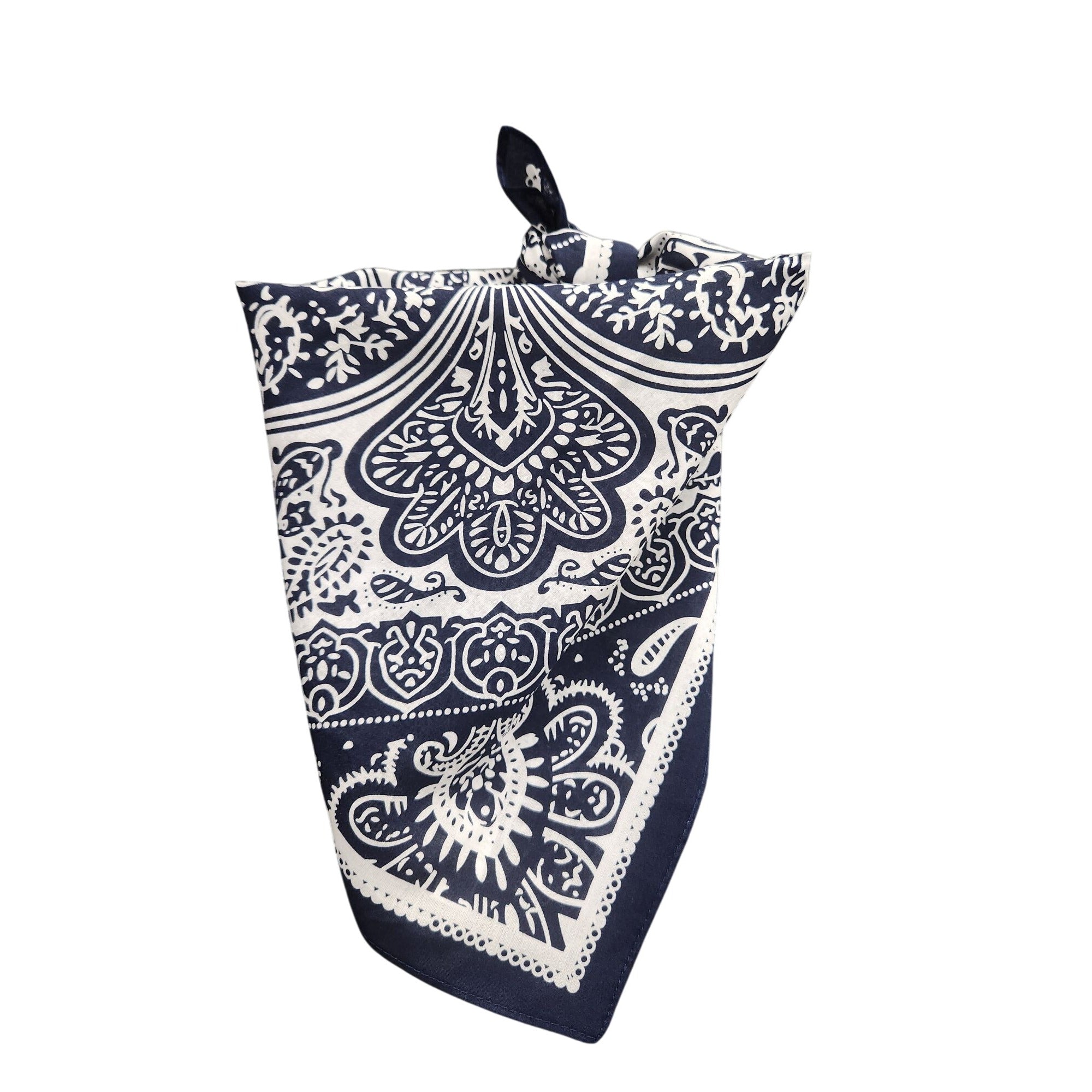 Cotton Bandanas Paisley Print Handkerchiefs 3-Pack Black/Gray/Navy 22" sq Unisex