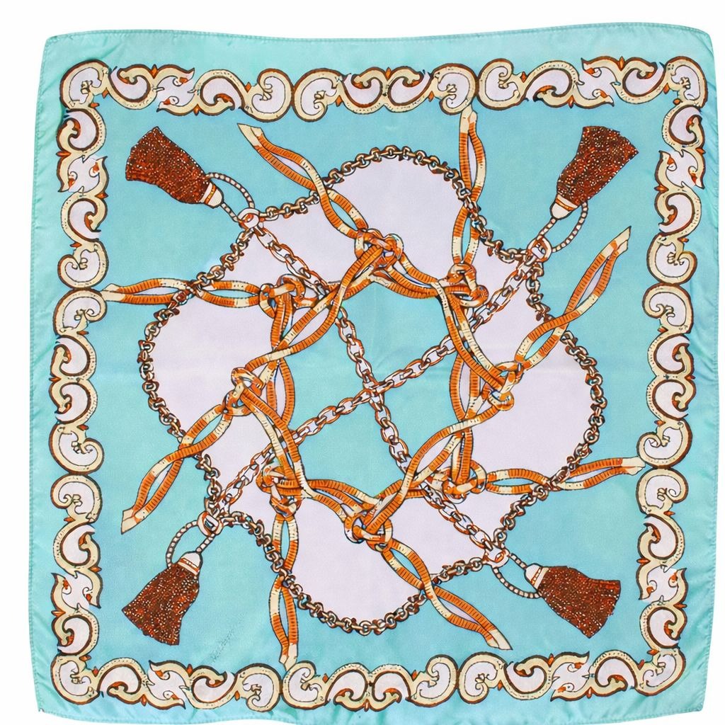 Seafoam Blue Equestrian Satin Square Scarf 20x20 Neck Hair Head Wrap Accessory