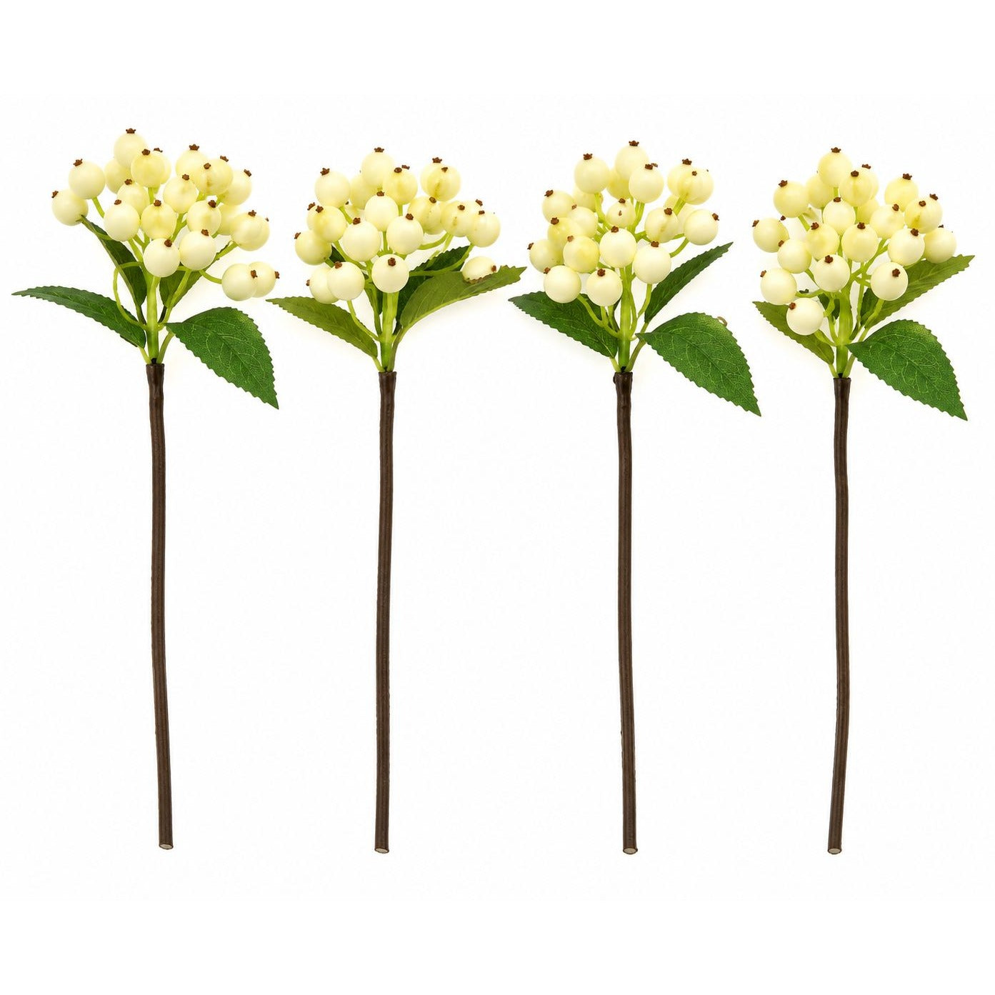 Artificial Ivory Berry Stems Set of 4, Faux White Berry Picks, Winter Berry Stems, Christmas Greenery, Wedding Decor, Wreath Supplies