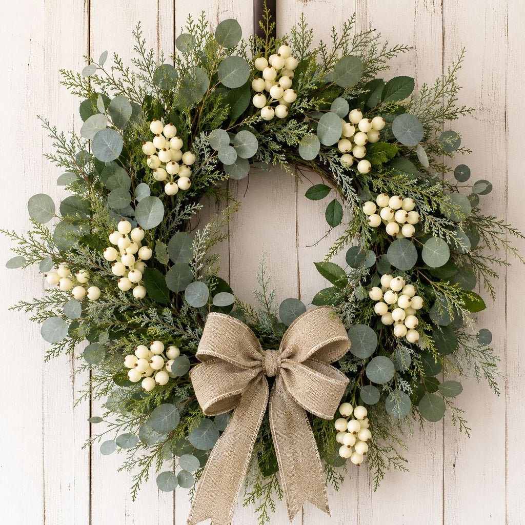 Artificial Ivory Berry Stems Set of 4, Faux White Berry Picks, Winter Berry Stems, Christmas Greenery, Wedding Decor, Wreath Supplies