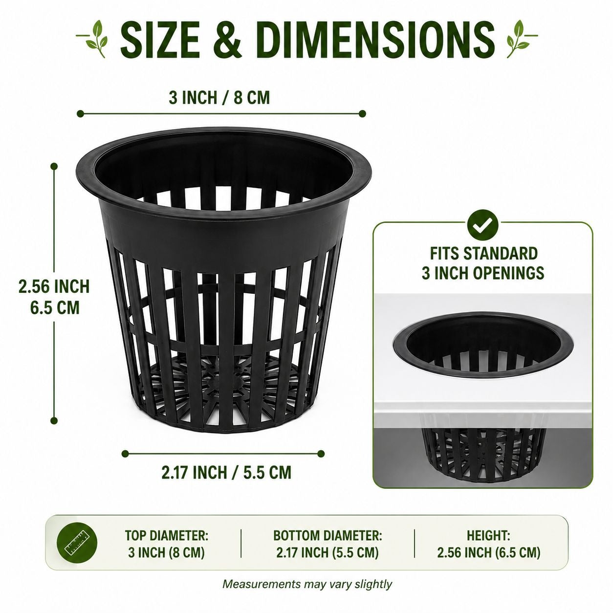 6 Pack 3 Inch Net Pots - Hydroponic Net Cups, Mesh Plant Pots, DWC Growing Baskets