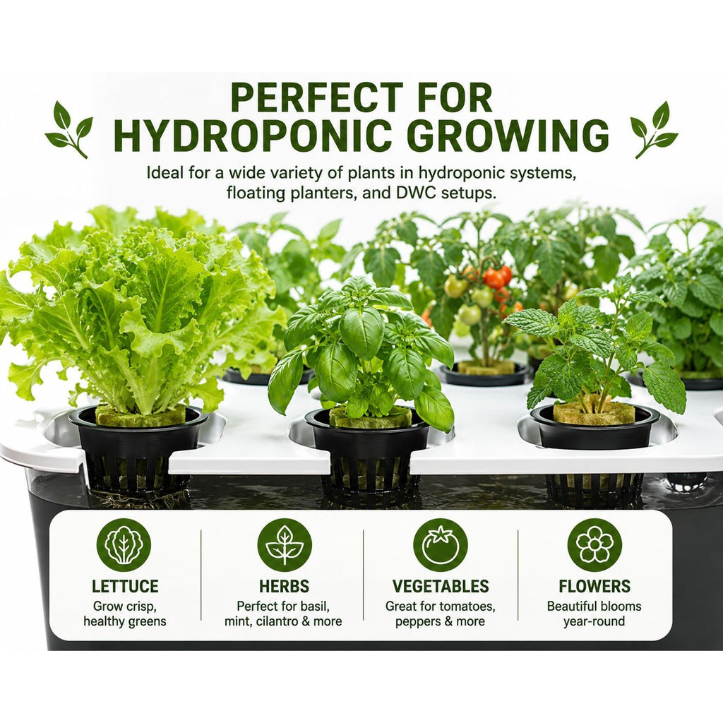 6 Pack 3 Inch Net Pots - Hydroponic Net Cups, Mesh Plant Pots, DWC Growing Baskets
