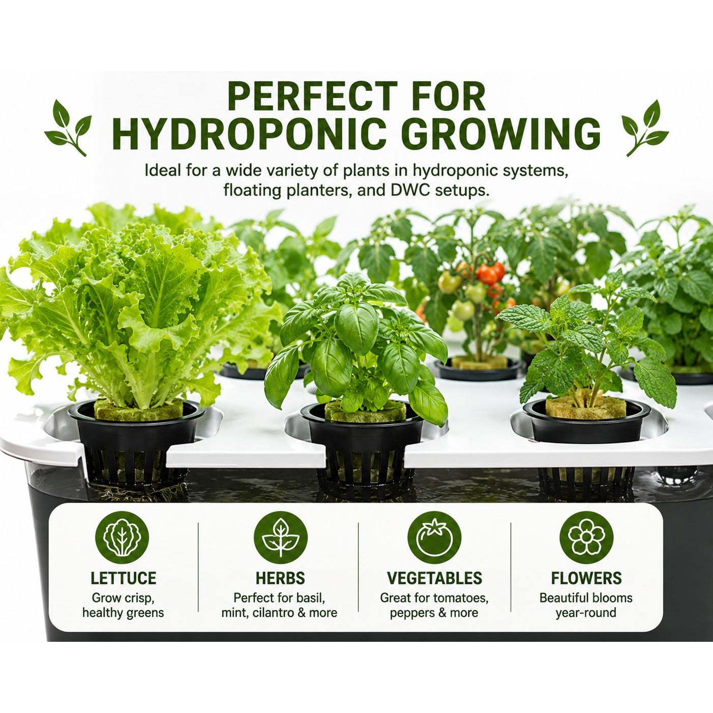 6 Pack 3 Inch Net Pots - Hydroponic Net Cups, Mesh Plant Pots, DWC Growing Baskets