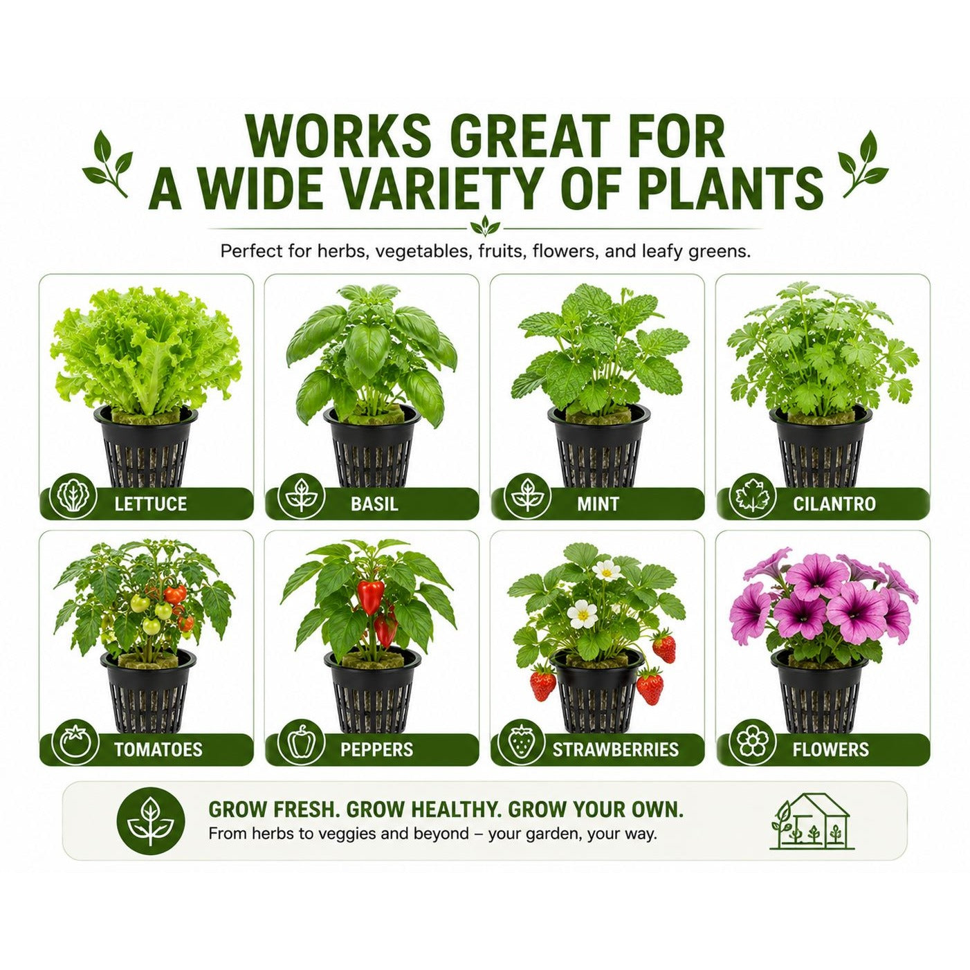 6 Pack 3 Inch Net Pots - Hydroponic Net Cups, Mesh Plant Pots, DWC Growing Baskets