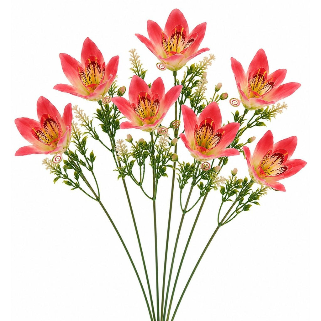 Real Touch Orchid Stems Set of 7 Coral Pink Artificial Orchid Flowers 13 Inch Faux Floral Stems Wedding Centerpieces
