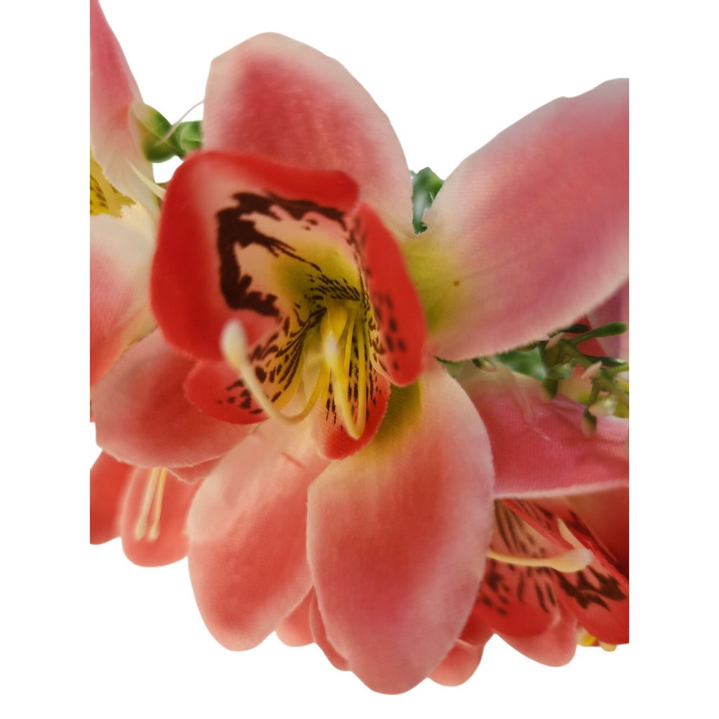 Real Touch Orchid Stems Set of 7 Coral Pink Artificial Orchid Flowers 13 Inch Faux Floral Stems Wedding Centerpieces