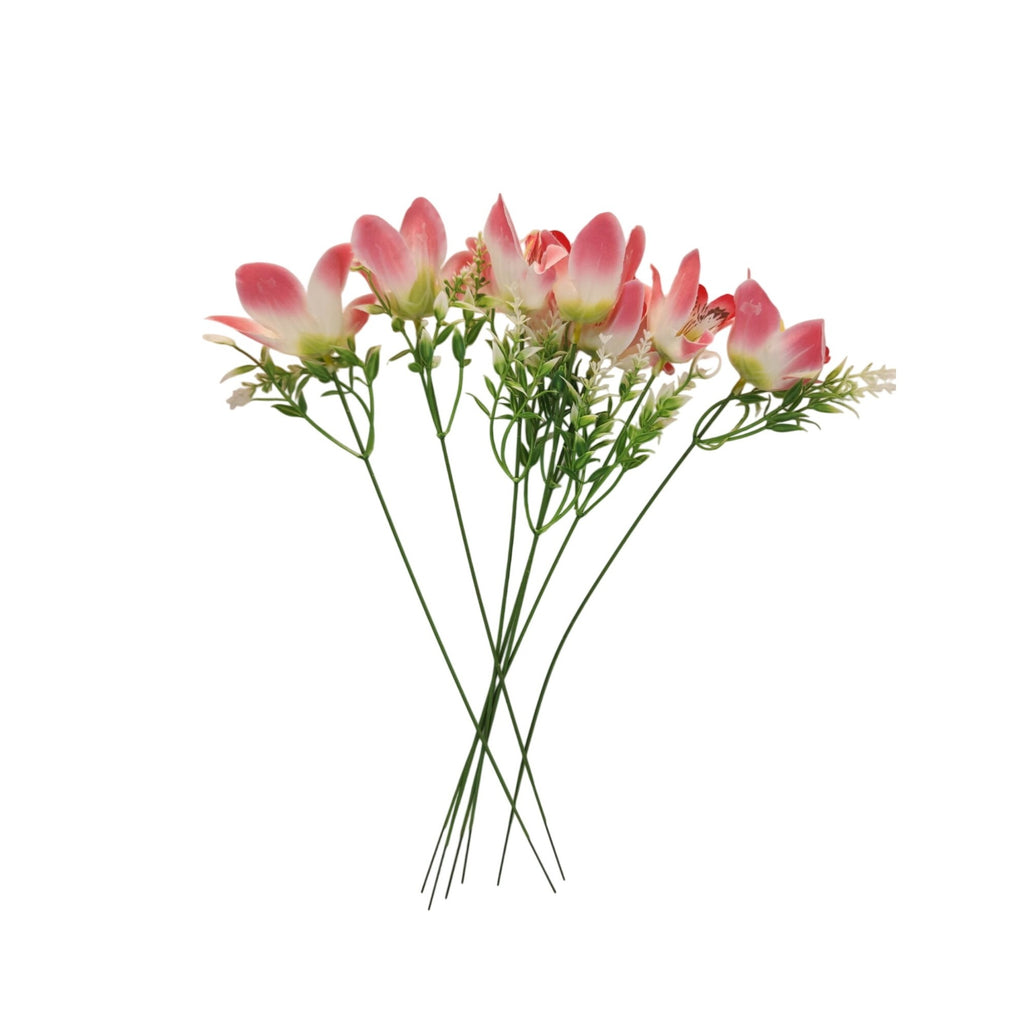 Real Touch Orchid Stems Set of 7 Coral Pink Artificial Orchid Flowers 13 Inch Faux Floral Stems Wedding Centerpieces