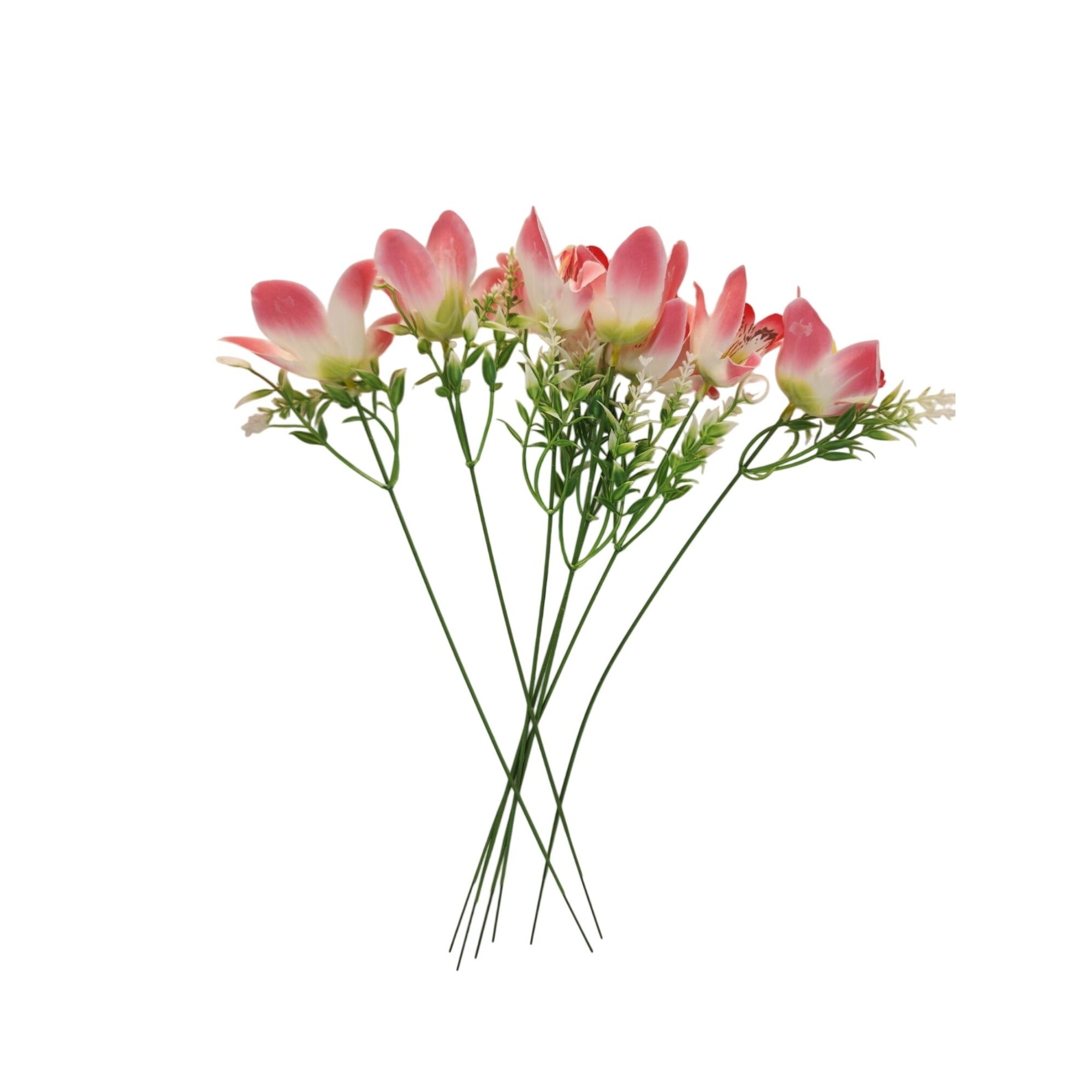 Real Touch Orchid Stems Set of 7 Coral Pink Artificial Orchid Flowers 13 Inch Faux Floral Stems Wedding Centerpieces