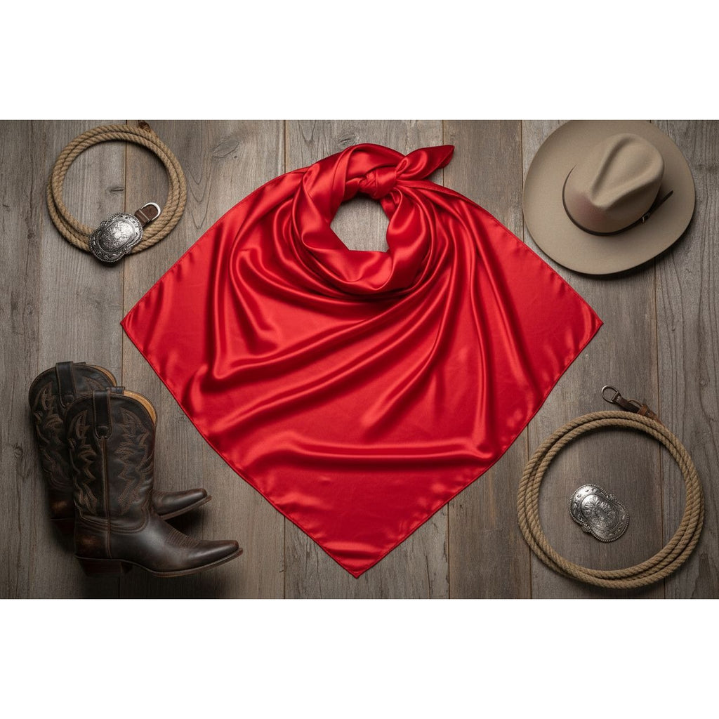Red Wild Rag Scarf 35x35 Satin Western Cowgirl Cowboy Bandana