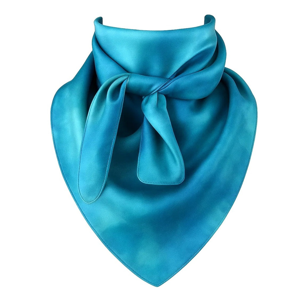 Aqua Blue Wild Rag Scarf 35x35 Satin Western Cowgirl Cowboy Bandana