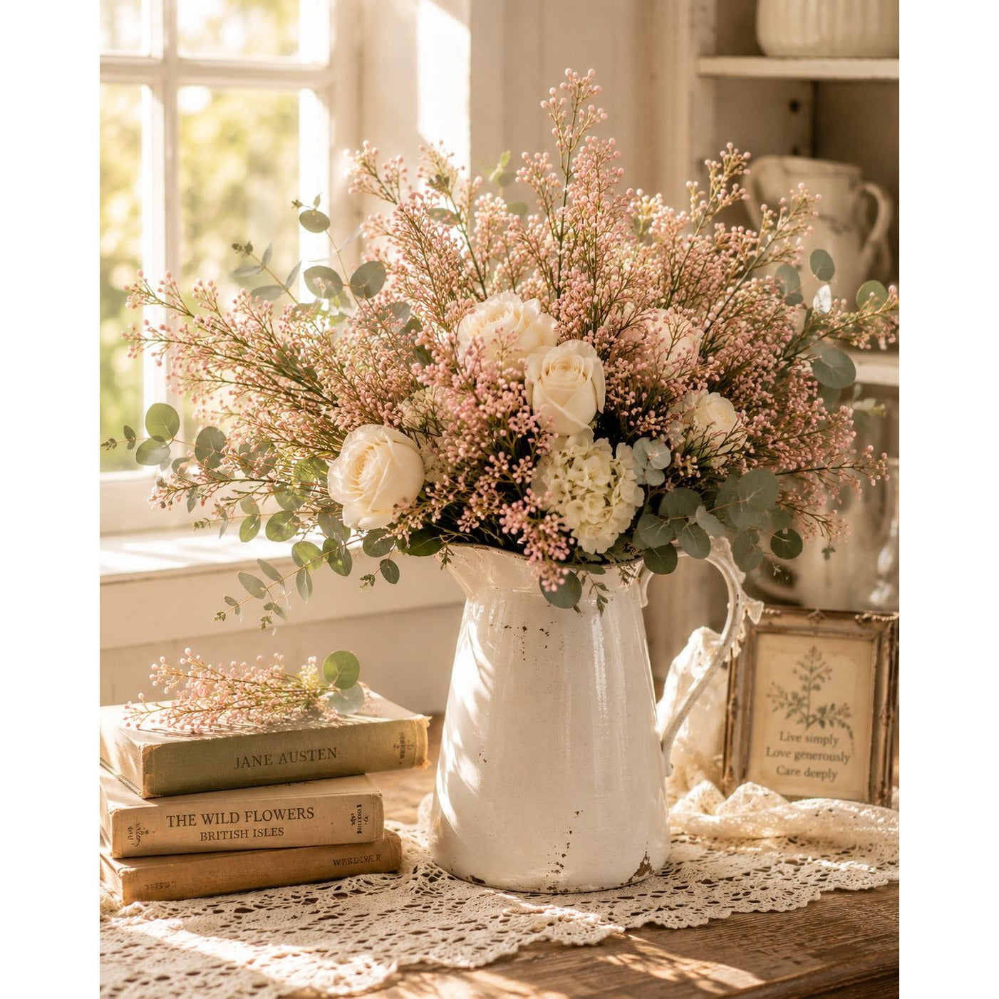 Blush Pink Faux Wax Flowers Set of 2 Artificial Flower Sprays Wedding Bouquet Filler Cottagecore Decor Floral Stems