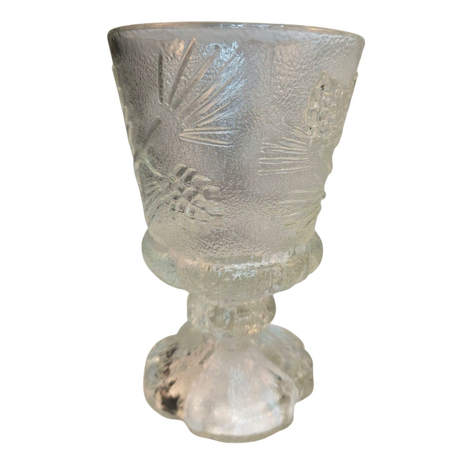 Indiana Glass Tiara Ponderosa Pine Water Goblets Set of 4 Rustic Pressed Glass Pinecone Design Vintage