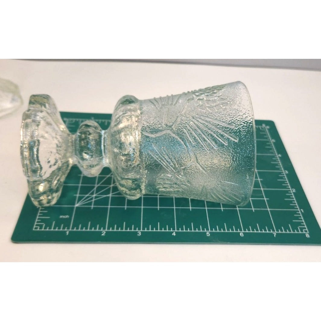 Indiana Glass Tiara Ponderosa Pine Water Goblets Set of 4 Rustic Pressed Glass Pinecone Design Vintage