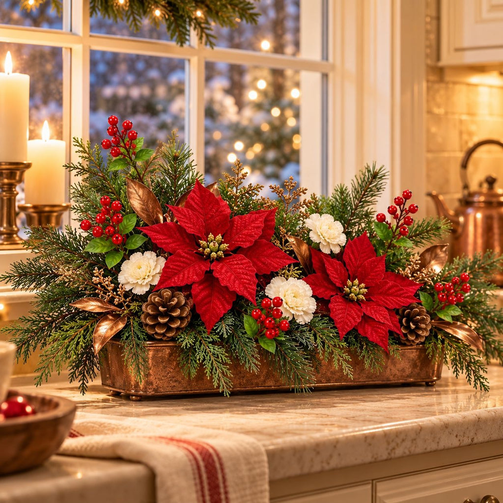 Artificial Red Berry Cluster Stems Set of 4, 9 Inch Faux Christmas Picks