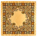 Luxury Paisley Floral Satin Scarf for Women – 35” Square Golden Honey Gold Sage Green Polyester Satin Scarf, Elegant Boho Designer-Inspired 