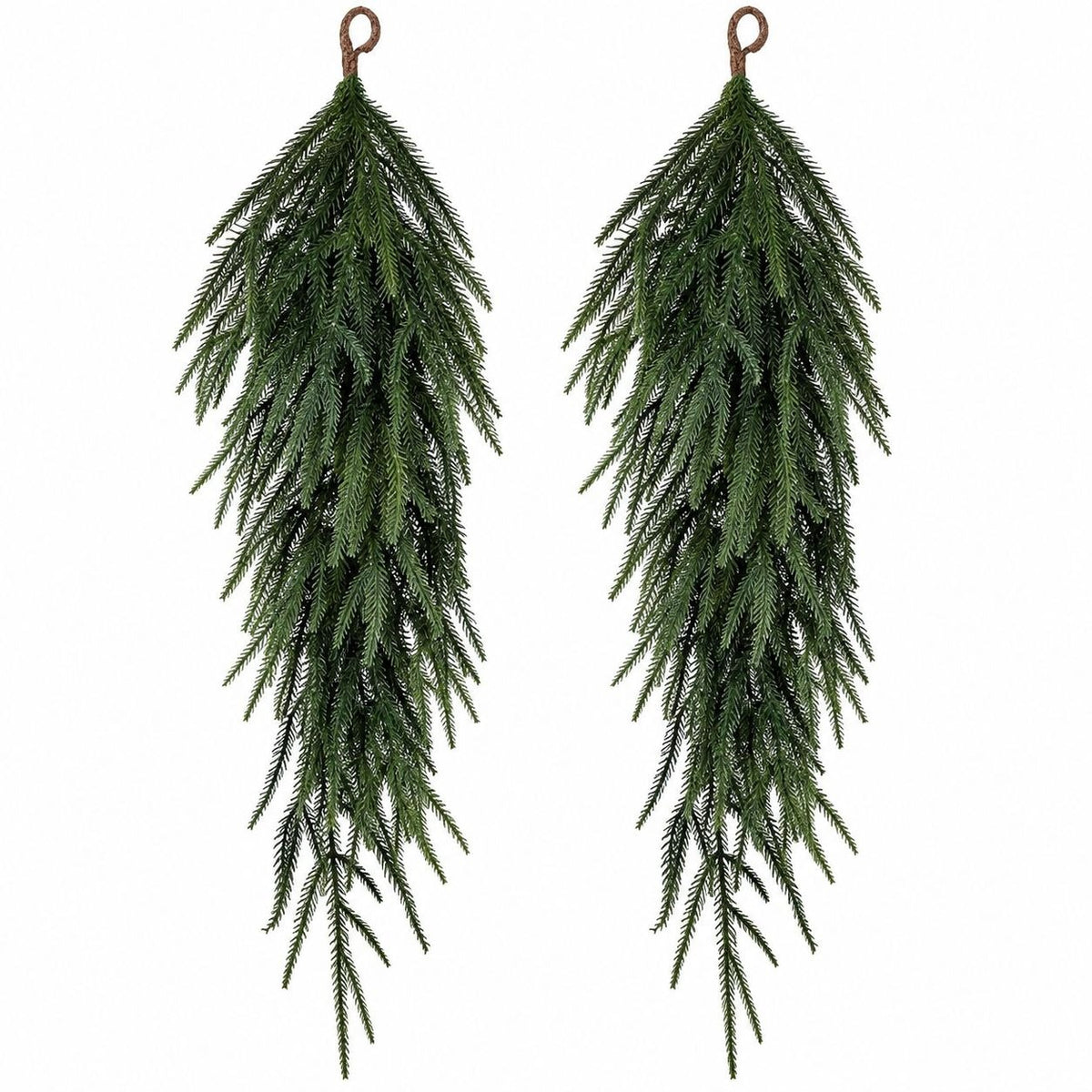 Set of 2 Dark Green Norfolk Pine Swags, 26 Inch Double Door Greenery Decor