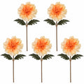 Orange Peach Cream Dahlia Mum Stems, Set of 5, 15 Inch